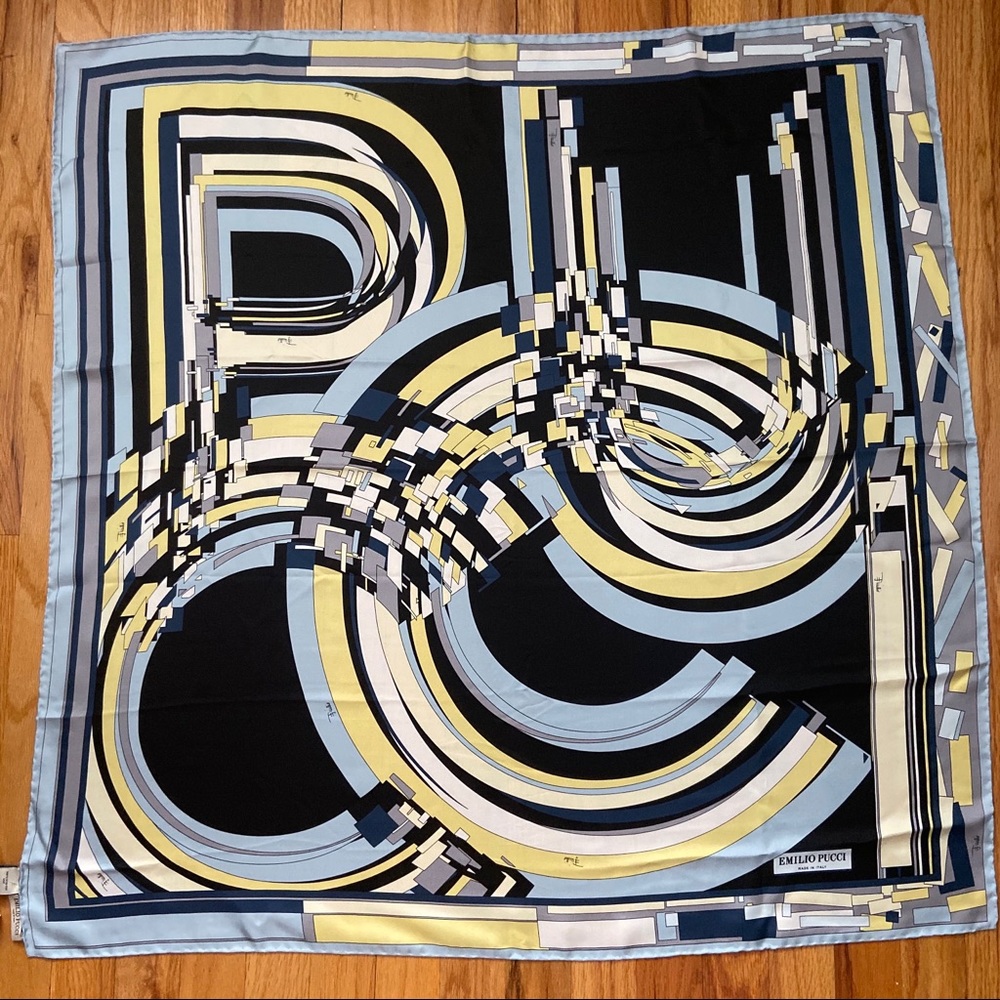 Emilio Pucci Printed Silk Scarf Logo Monogram 35 x 35 NWT